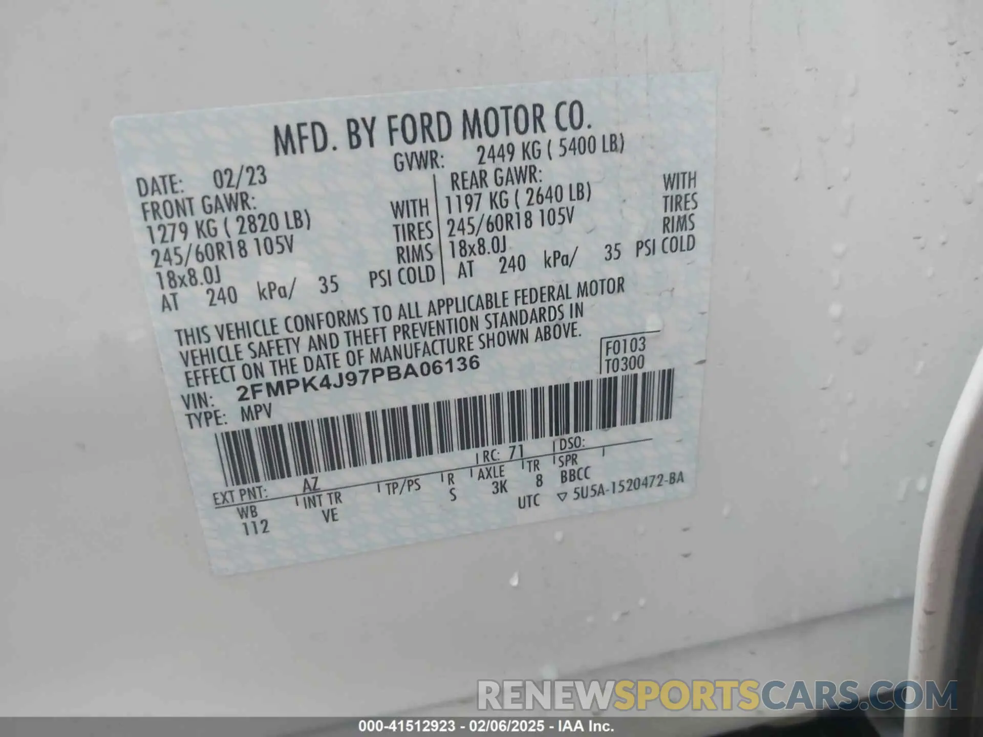 9 Фотография поврежденного автомобиля 2FMPK4J97PBA06136 FORD EDGE 2023