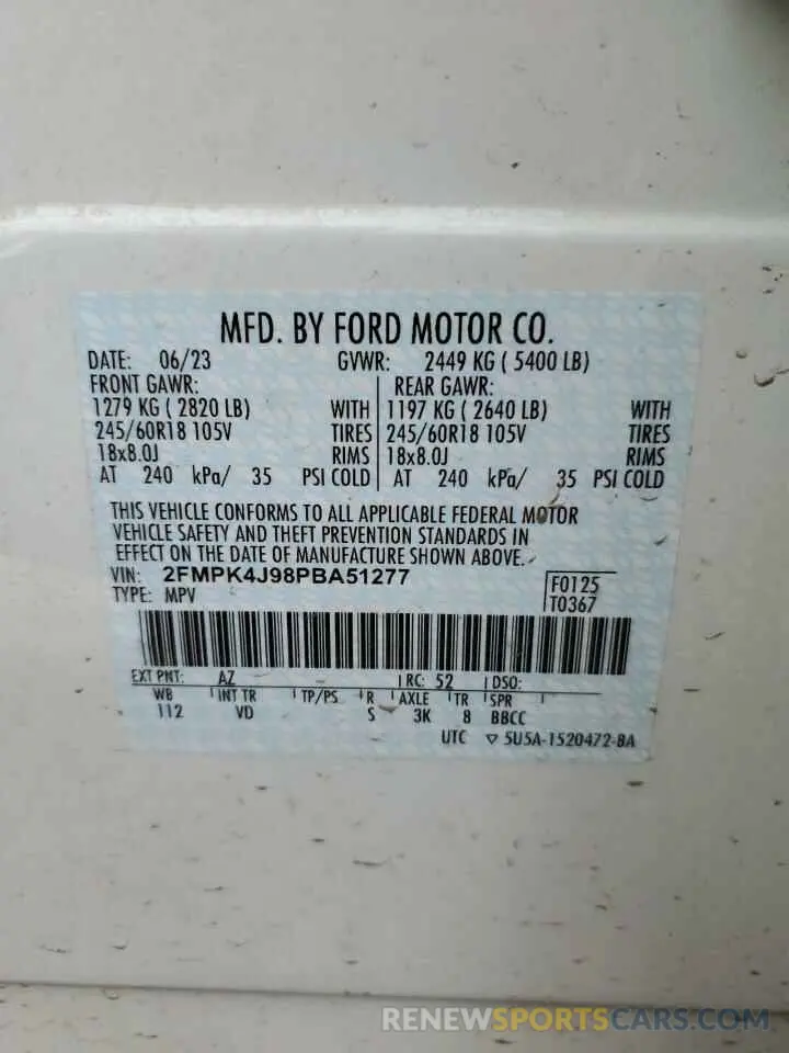 16 Фотография поврежденного автомобиля 2FMPK4J98PBA51277 FORD EDGE 2023