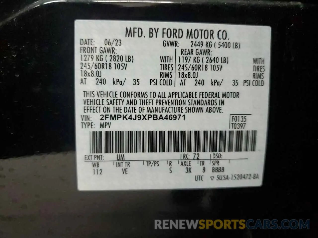 14 Photograph of a damaged car 2FMPK4J9XPBA46971 FORD EDGE 2023
