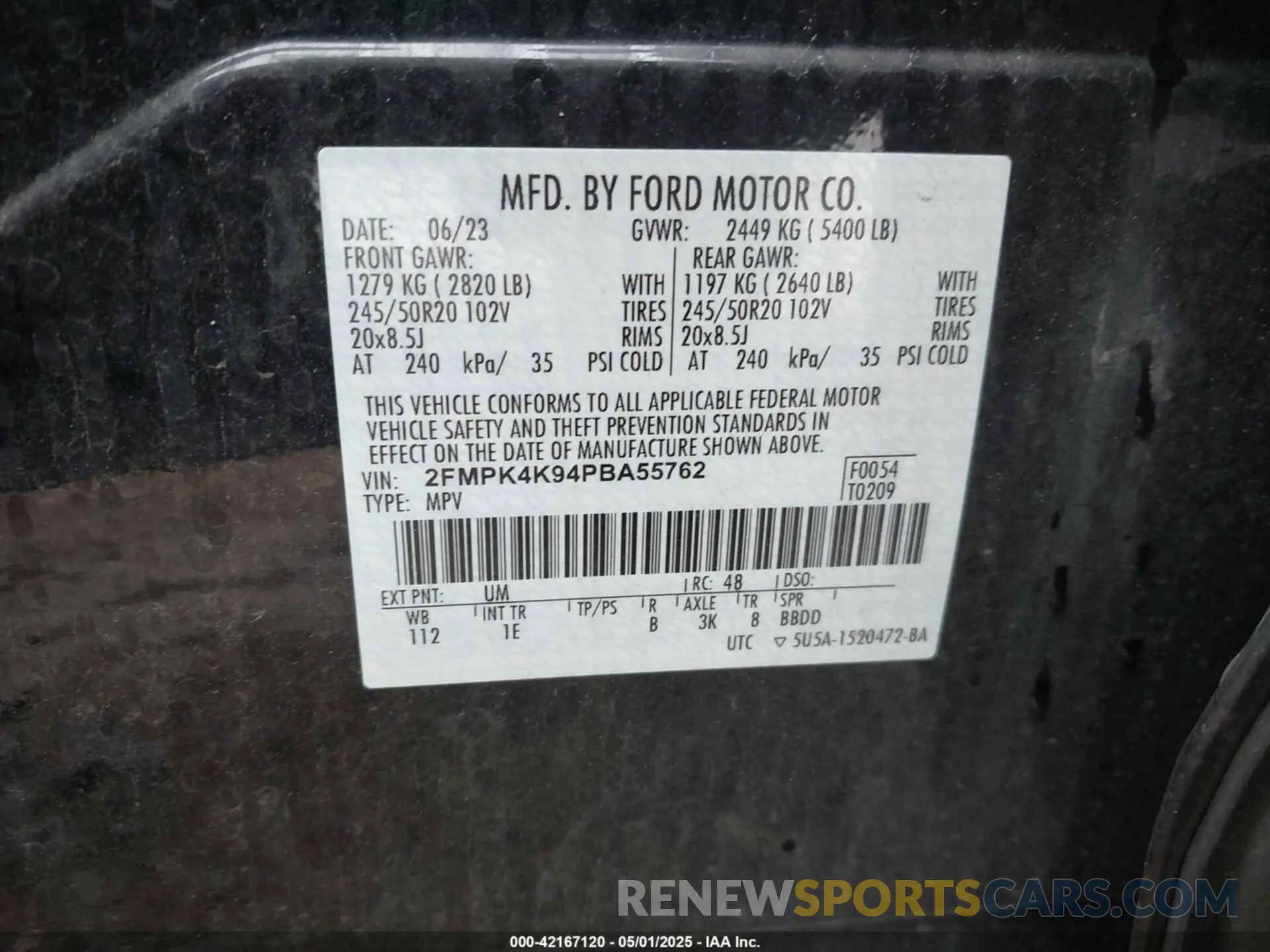 9 Фотография поврежденного автомобиля 2FMPK4K94PBA55762 FORD EDGE 2023