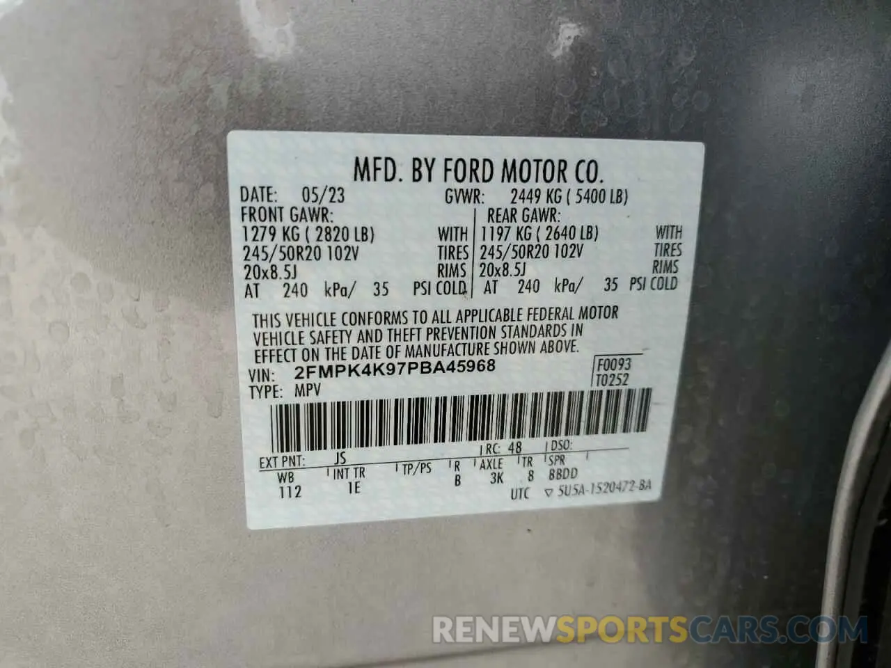 13 Фотография поврежденного автомобиля 2FMPK4K97PBA45968 FORD EDGE 2023