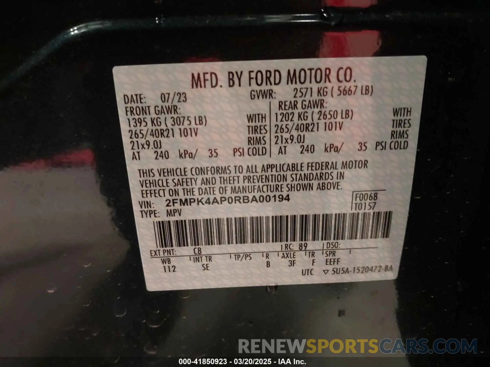 9 Фотография поврежденного автомобиля 2FMPK4AP0RBA00194 FORD EDGE 2024