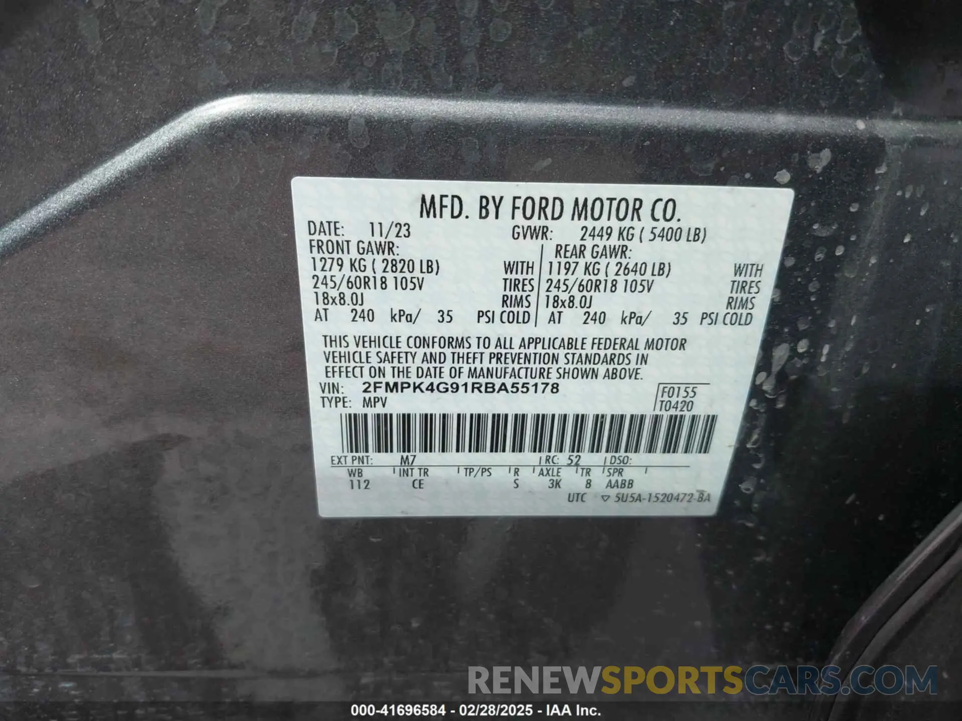 9 Фотография поврежденного автомобиля 2FMPK4G91RBA55178 FORD EDGE 2024