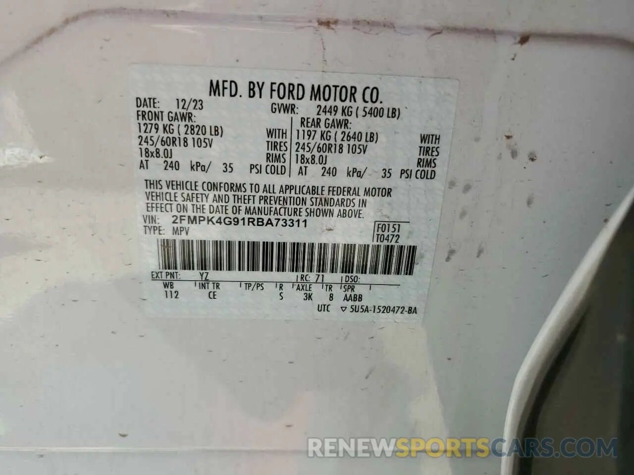 13 Фотография поврежденного автомобиля 2FMPK4G91RBA73311 FORD EDGE 2024
