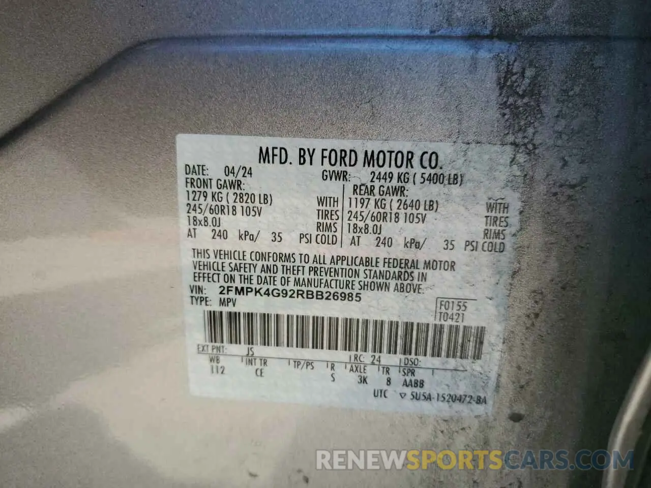 13 Photograph of a damaged car 2FMPK4G92RBB26985 FORD EDGE 2024