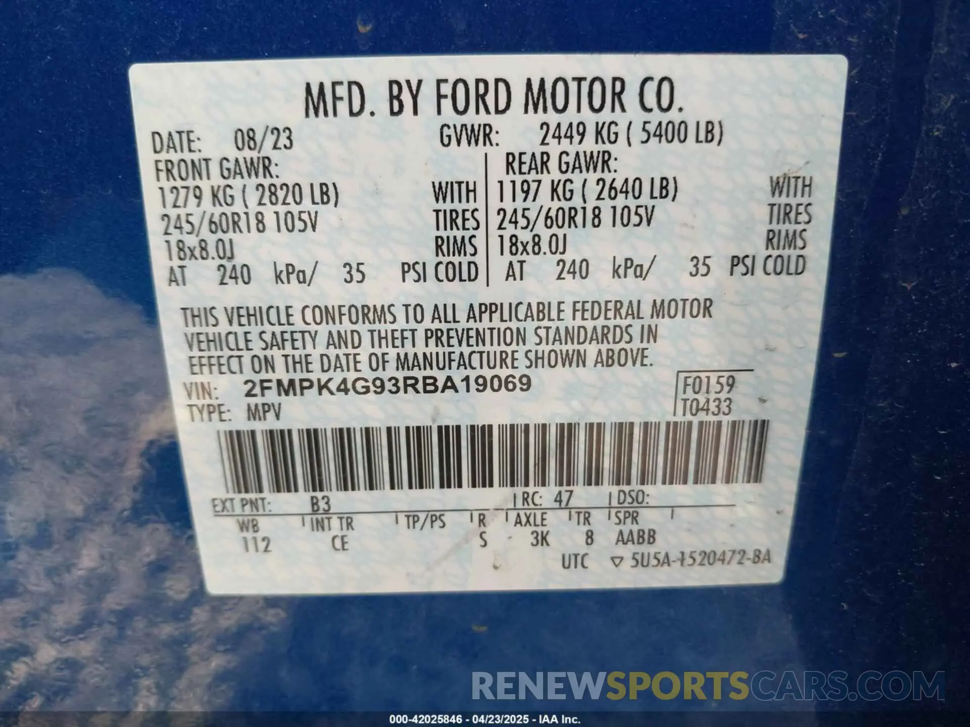 9 Photograph of a damaged car 2FMPK4G93RBA19069 FORD EDGE 2024