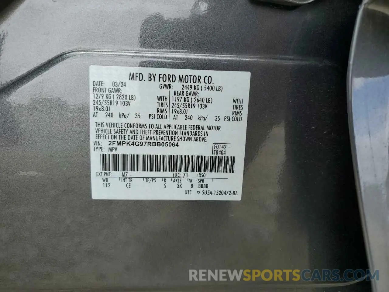 15 Photograph of a damaged car 2FMPK4G97RBB05064 FORD EDGE 2024