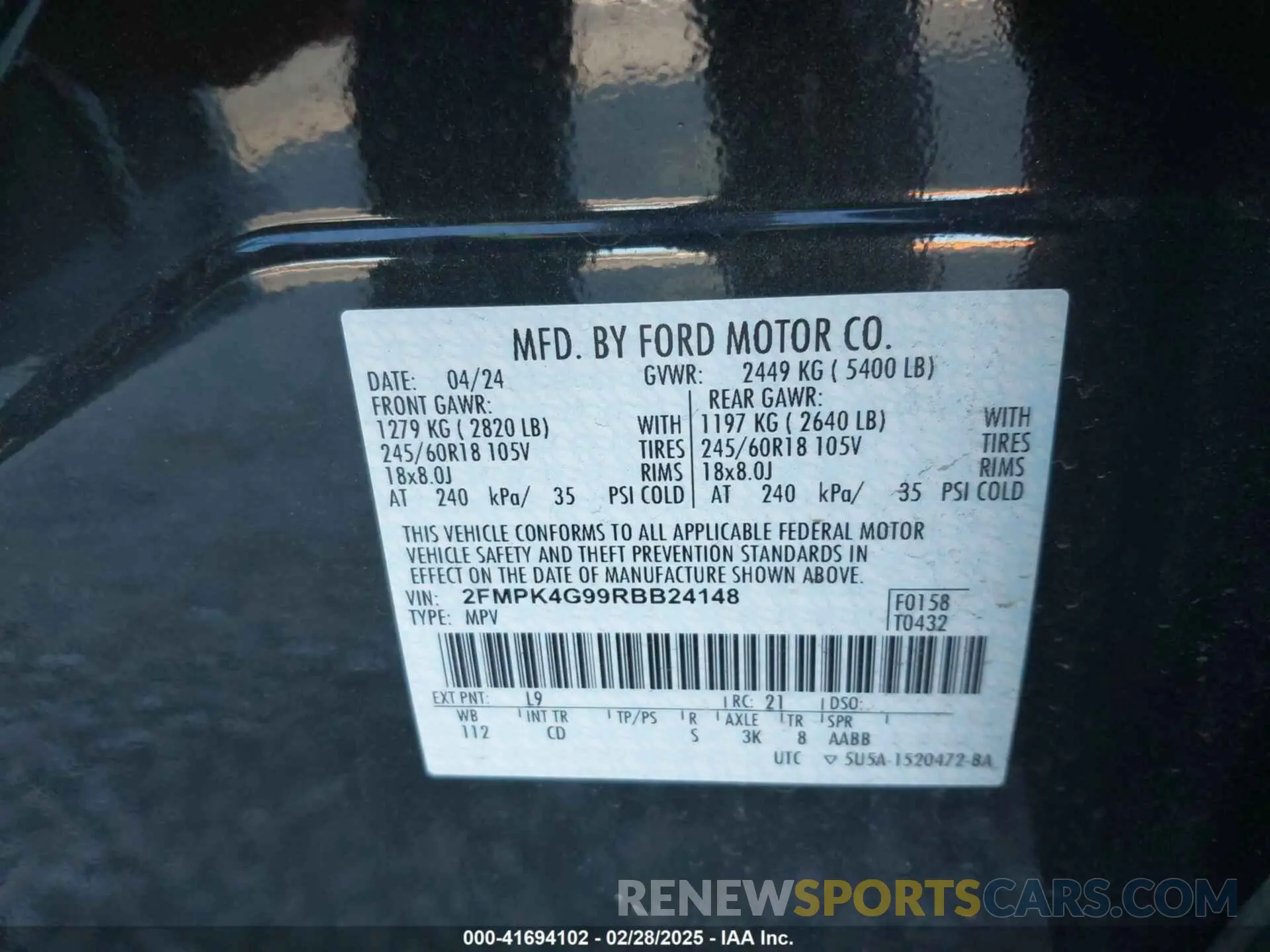 9 Photograph of a damaged car 2FMPK4G99RBB24148 FORD EDGE 2024