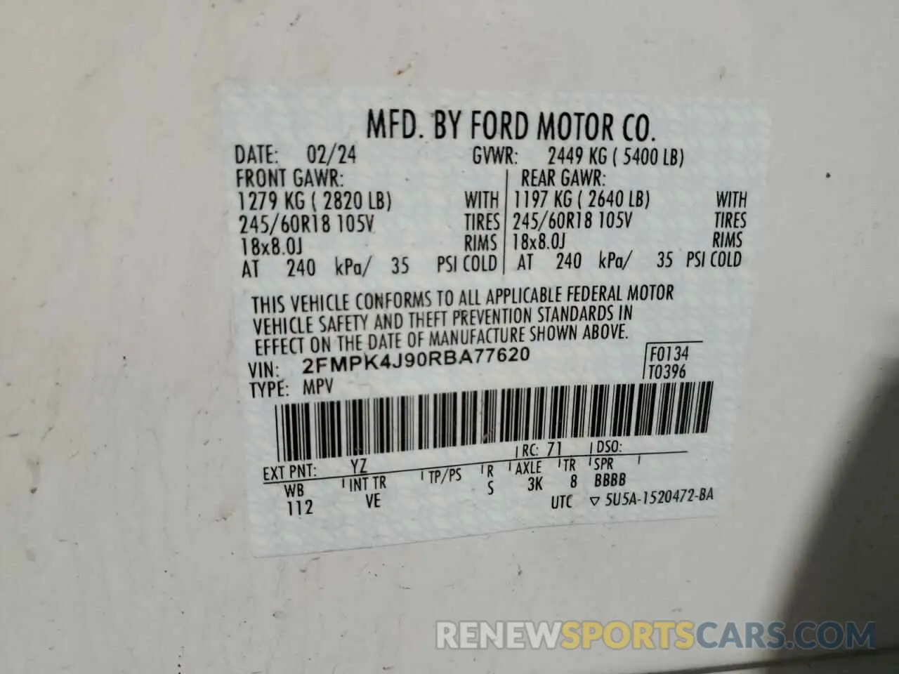 14 Фотография поврежденного автомобиля 2FMPK4J90RBA77620 FORD EDGE 2024
