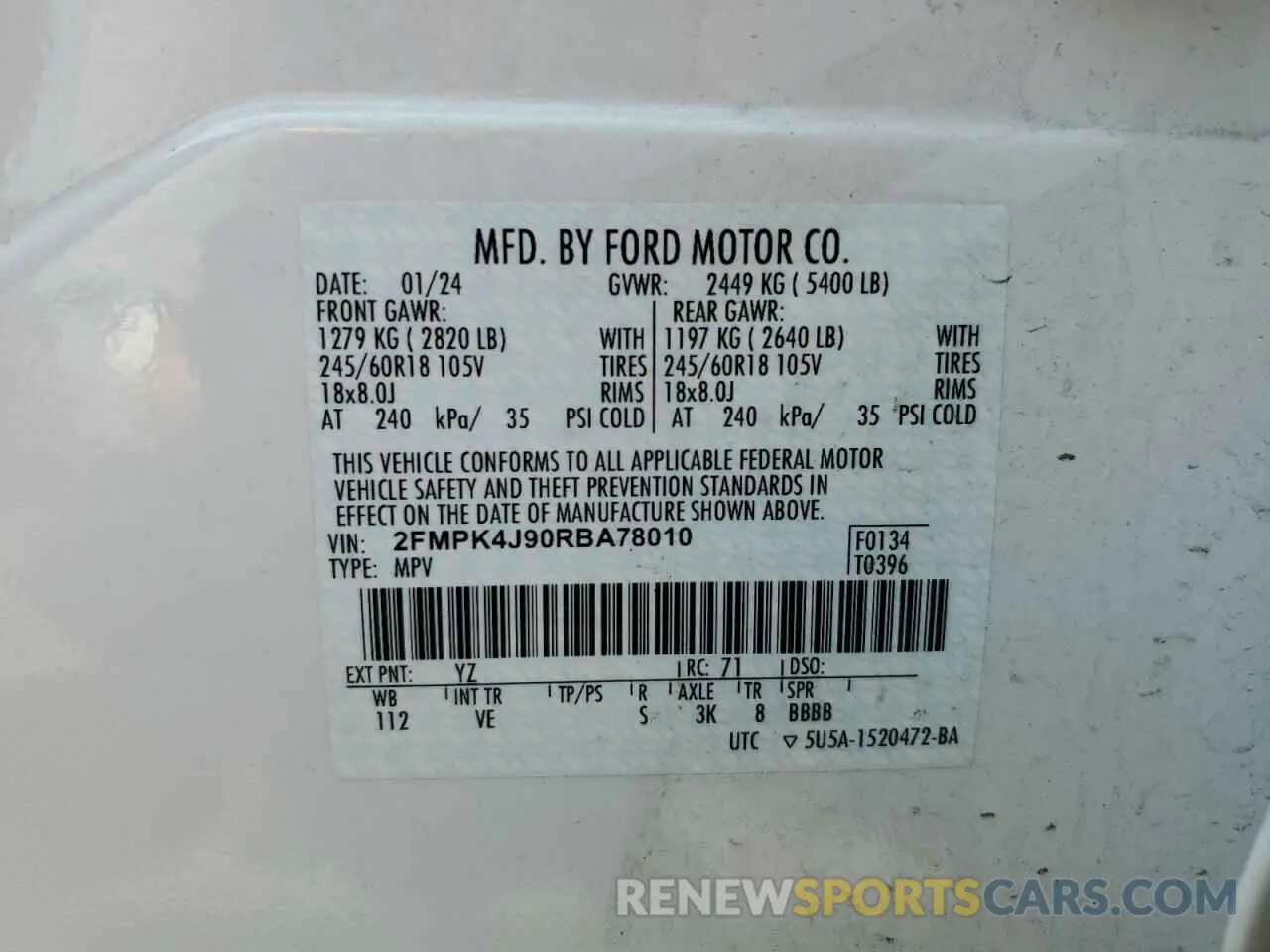 14 Фотография поврежденного автомобиля 2FMPK4J90RBA78010 FORD EDGE 2024