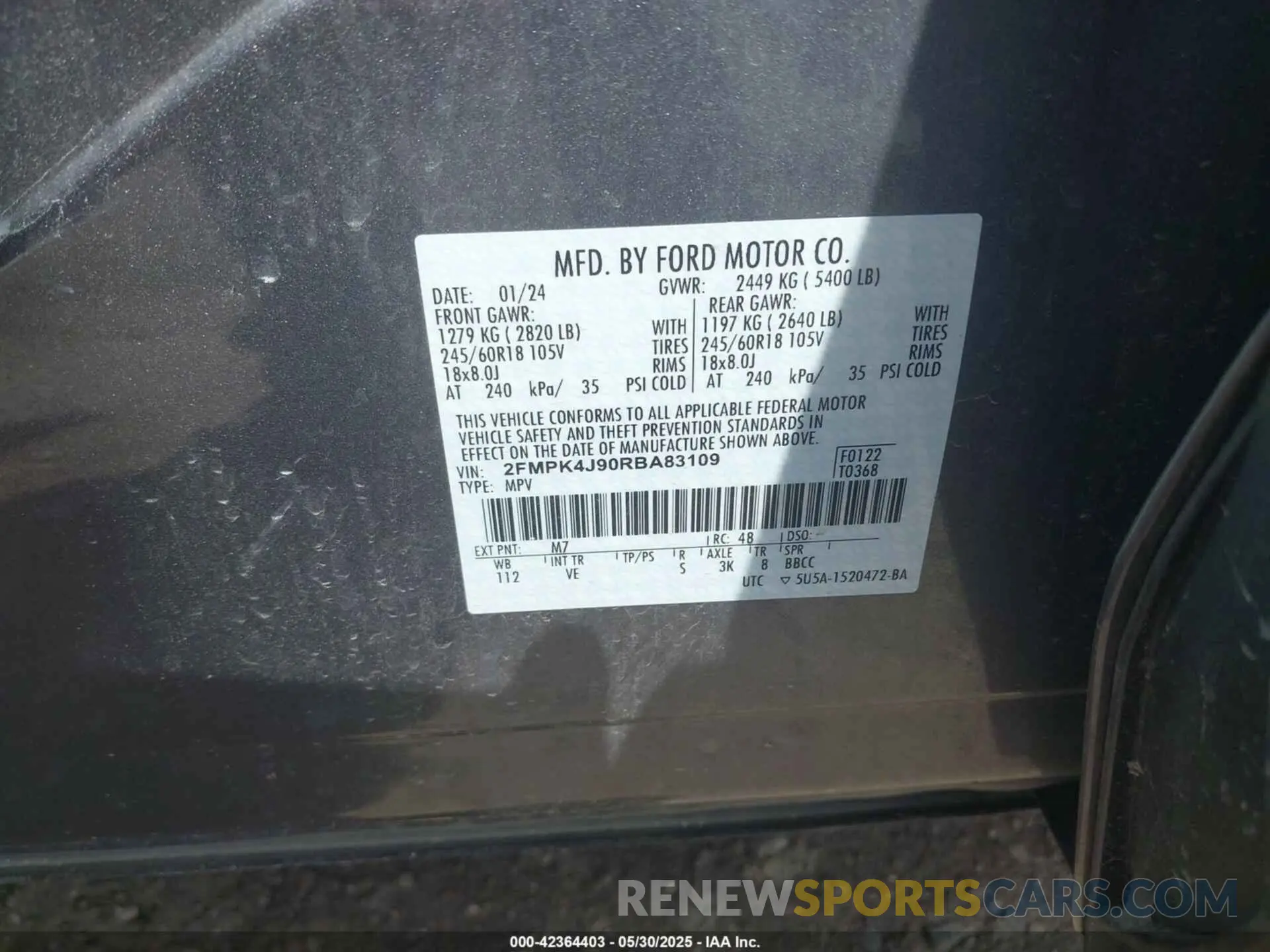 9 Photograph of a damaged car 2FMPK4J90RBA83109 FORD EDGE 2024