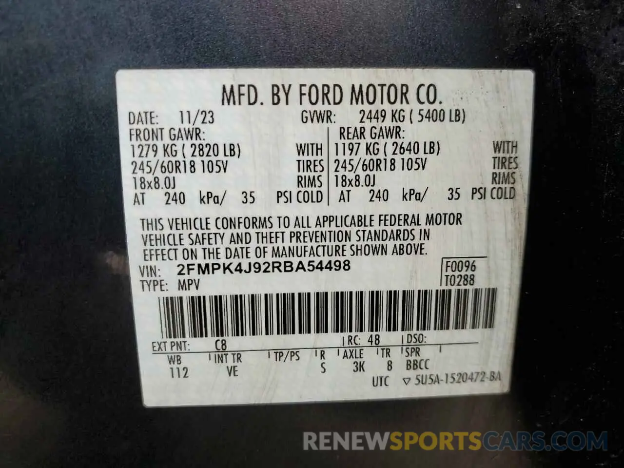 13 Photograph of a damaged car 2FMPK4J92RBA54498 FORD EDGE 2024