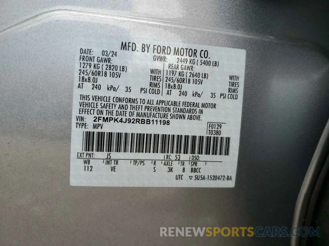 12 Photograph of a damaged car 2FMPK4J92RBB11198 FORD EDGE 2024
