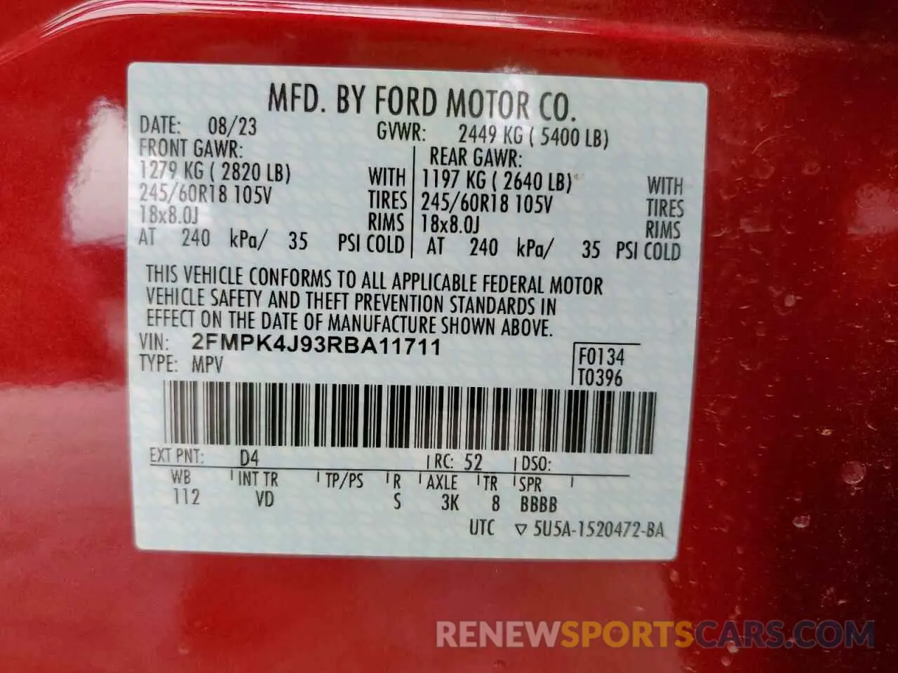 13 Photograph of a damaged car 2FMPK4J93RBA11711 FORD EDGE 2024