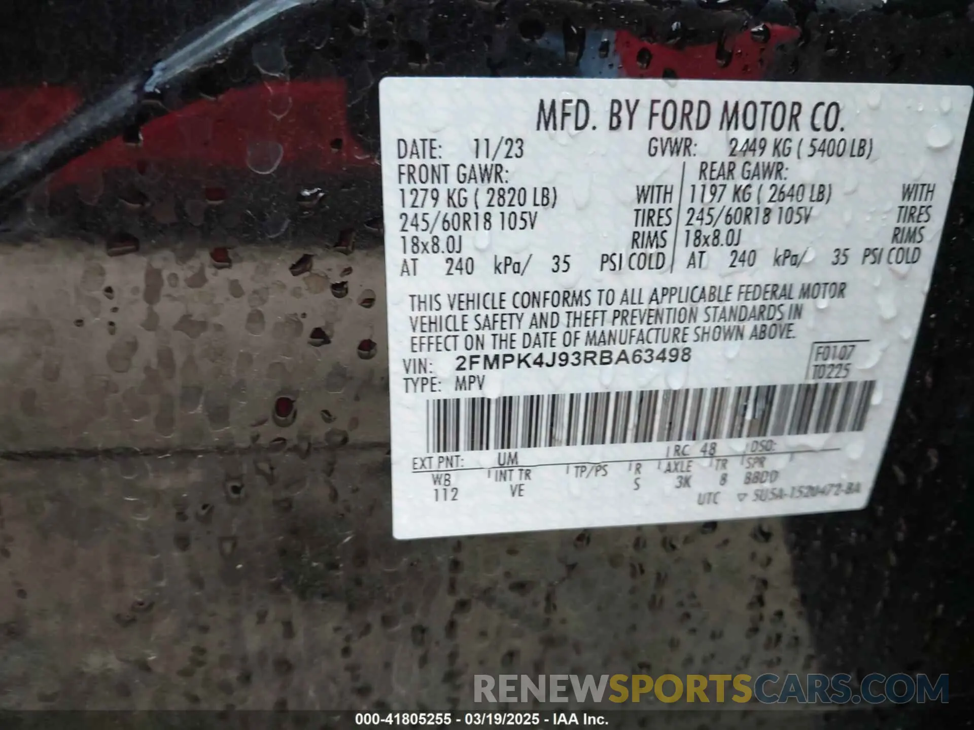 9 Фотография поврежденного автомобиля 2FMPK4J93RBA63498 FORD EDGE 2024