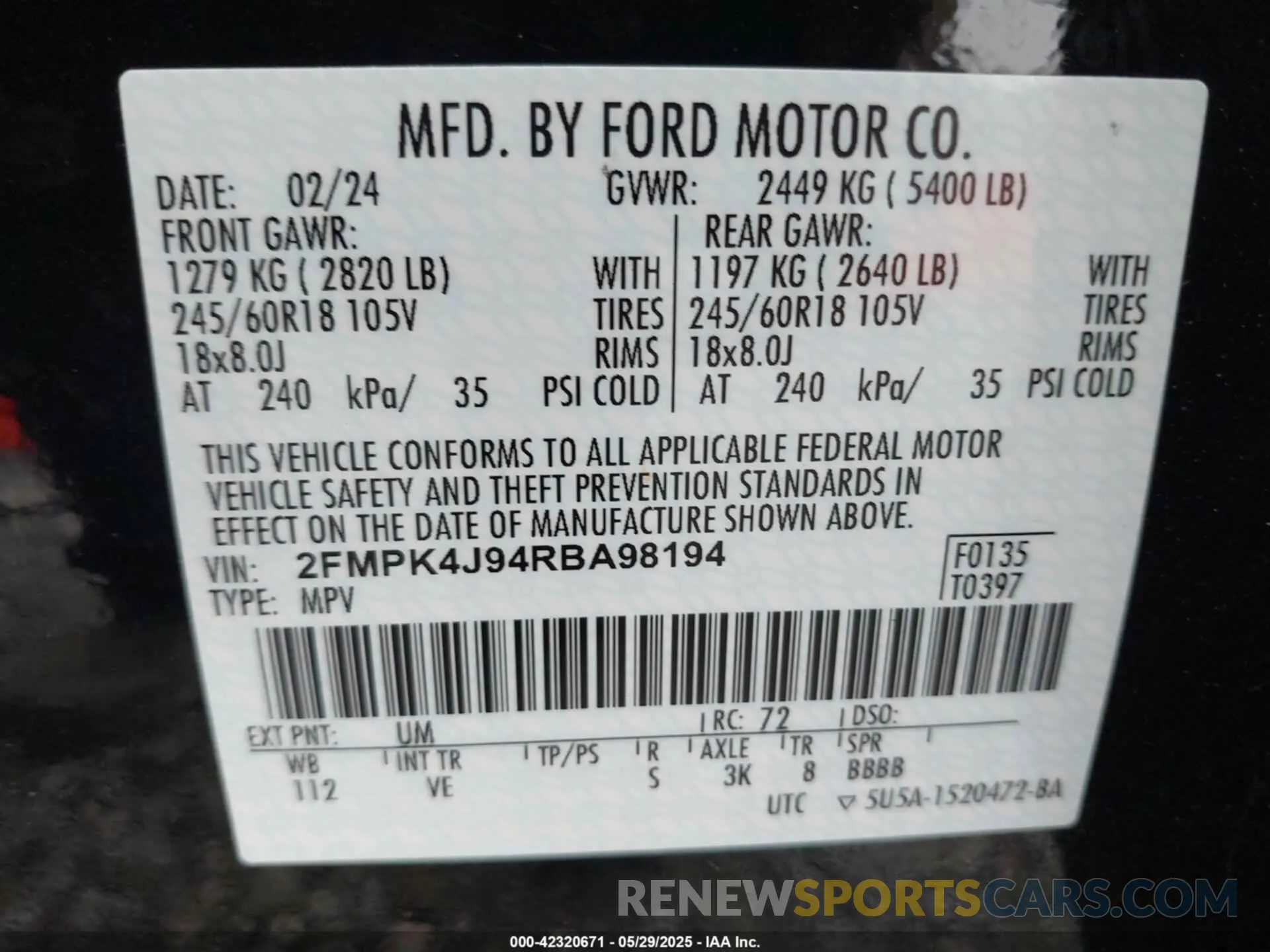 9 Photograph of a damaged car 2FMPK4J94RBA98194 FORD EDGE 2024