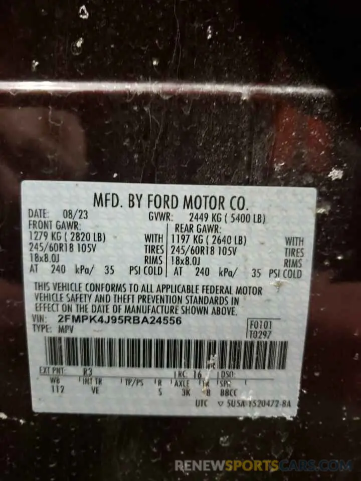 14 Photograph of a damaged car 2FMPK4J95RBA24556 FORD EDGE 2024