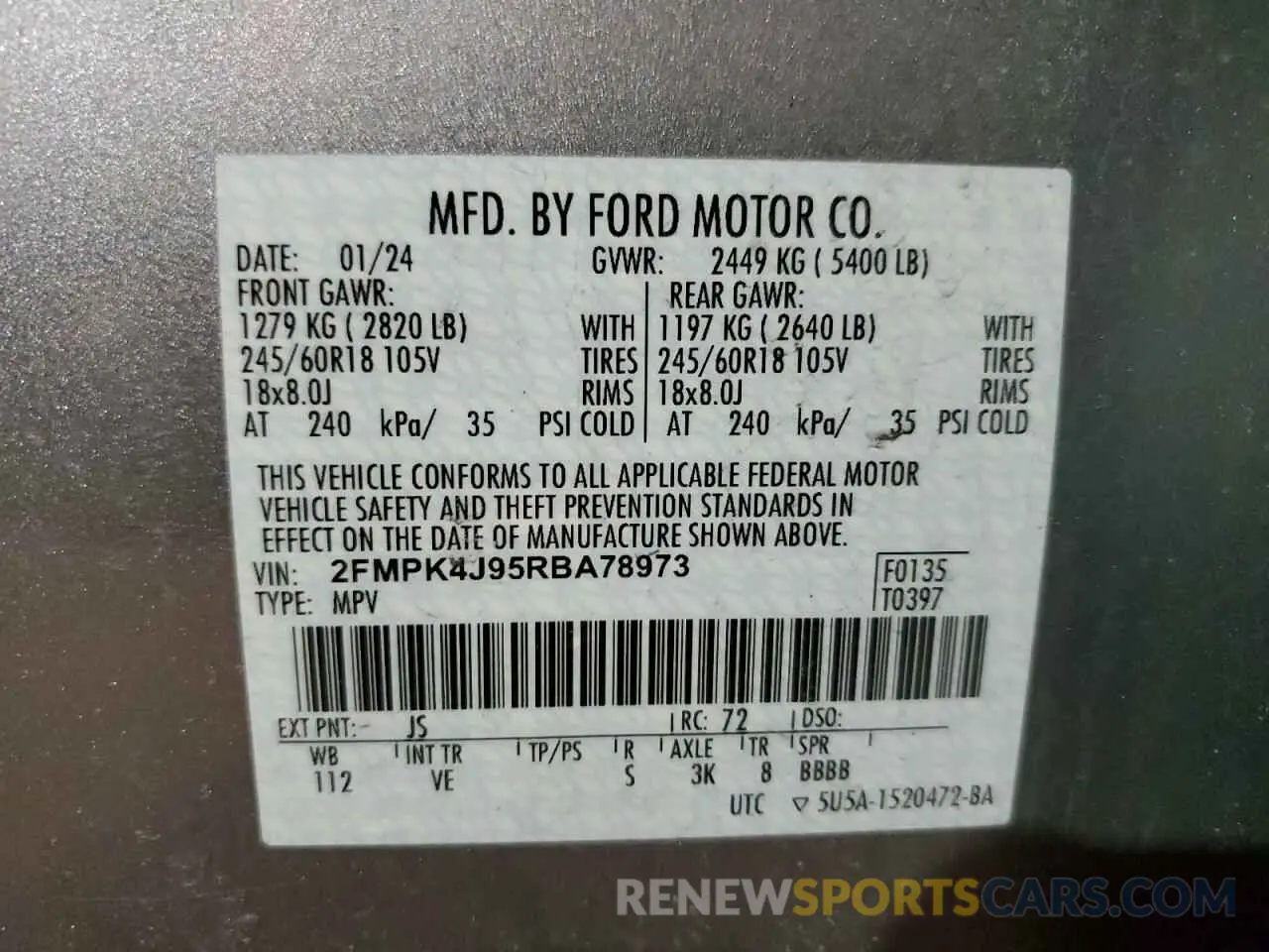 13 Фотография поврежденного автомобиля 2FMPK4J95RBA78973 FORD EDGE 2024