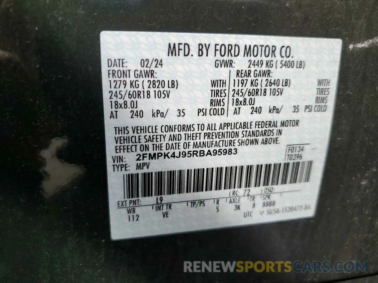 13 Фотография поврежденного автомобиля 2FMPK4J95RBA95983 FORD EDGE 2024