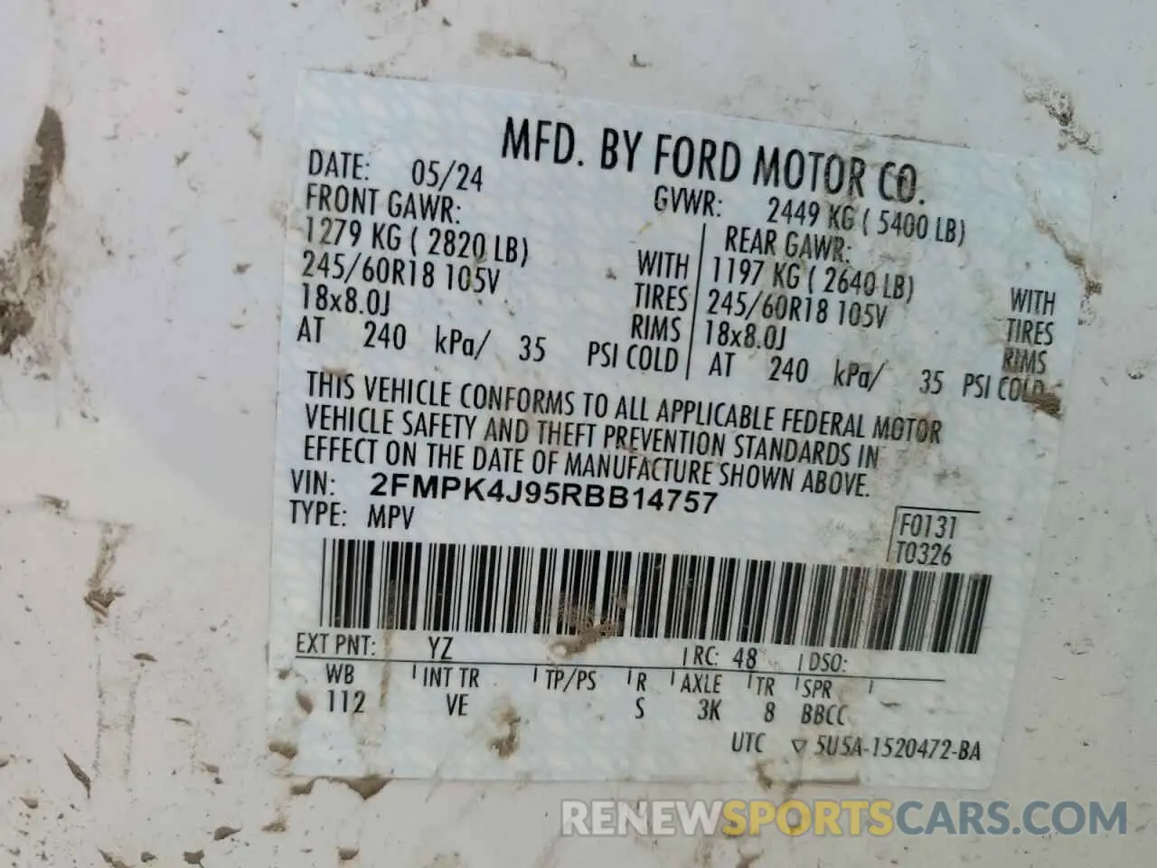 16 Фотография поврежденного автомобиля 2FMPK4J95RBB14757 FORD EDGE 2024