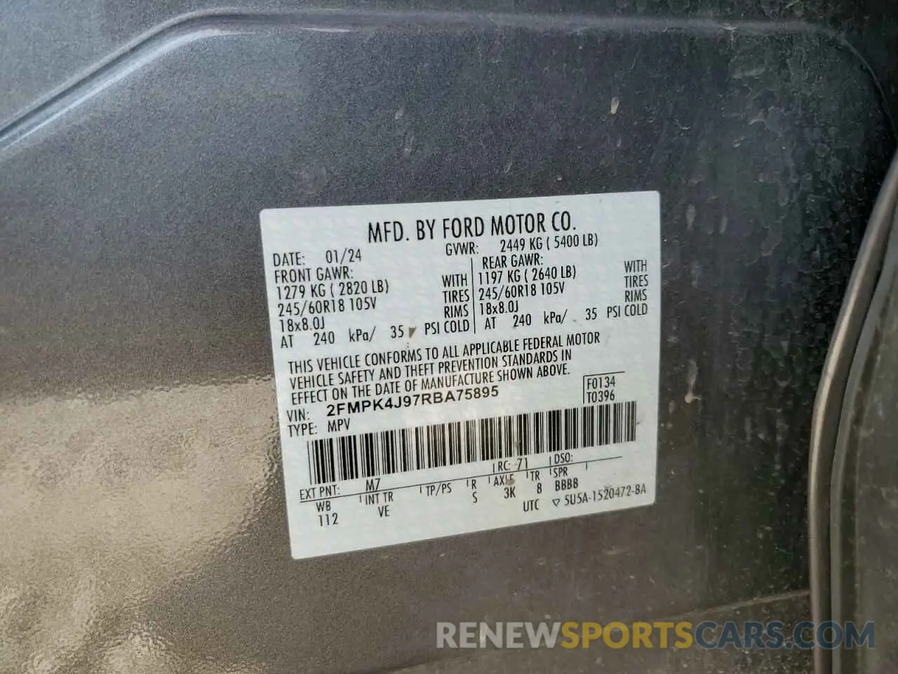 13 Фотография поврежденного автомобиля 2FMPK4J97RBA75895 FORD EDGE 2024