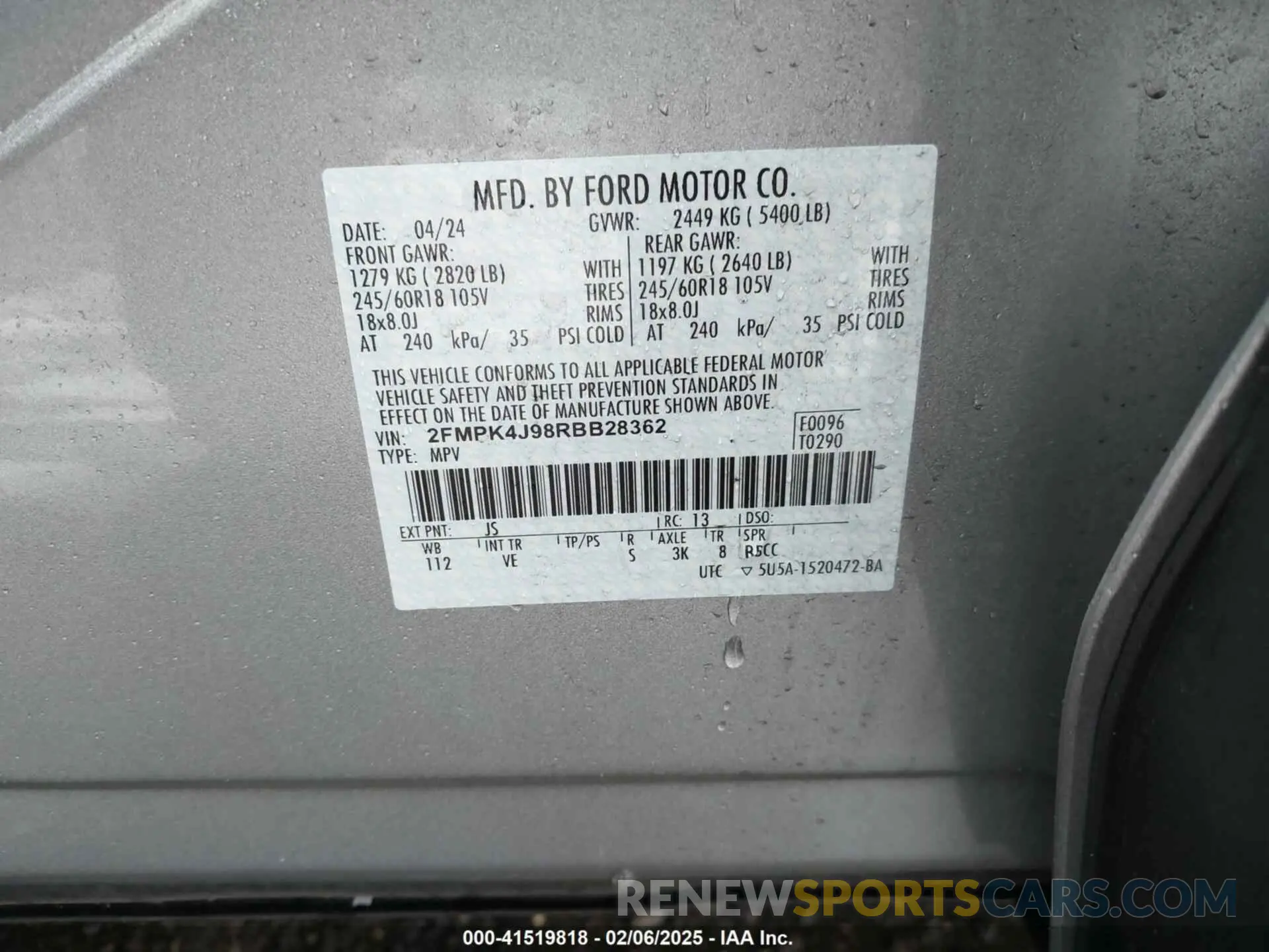 9 Photograph of a damaged car 2FMPK4J98RBB28362 FORD EDGE 2024