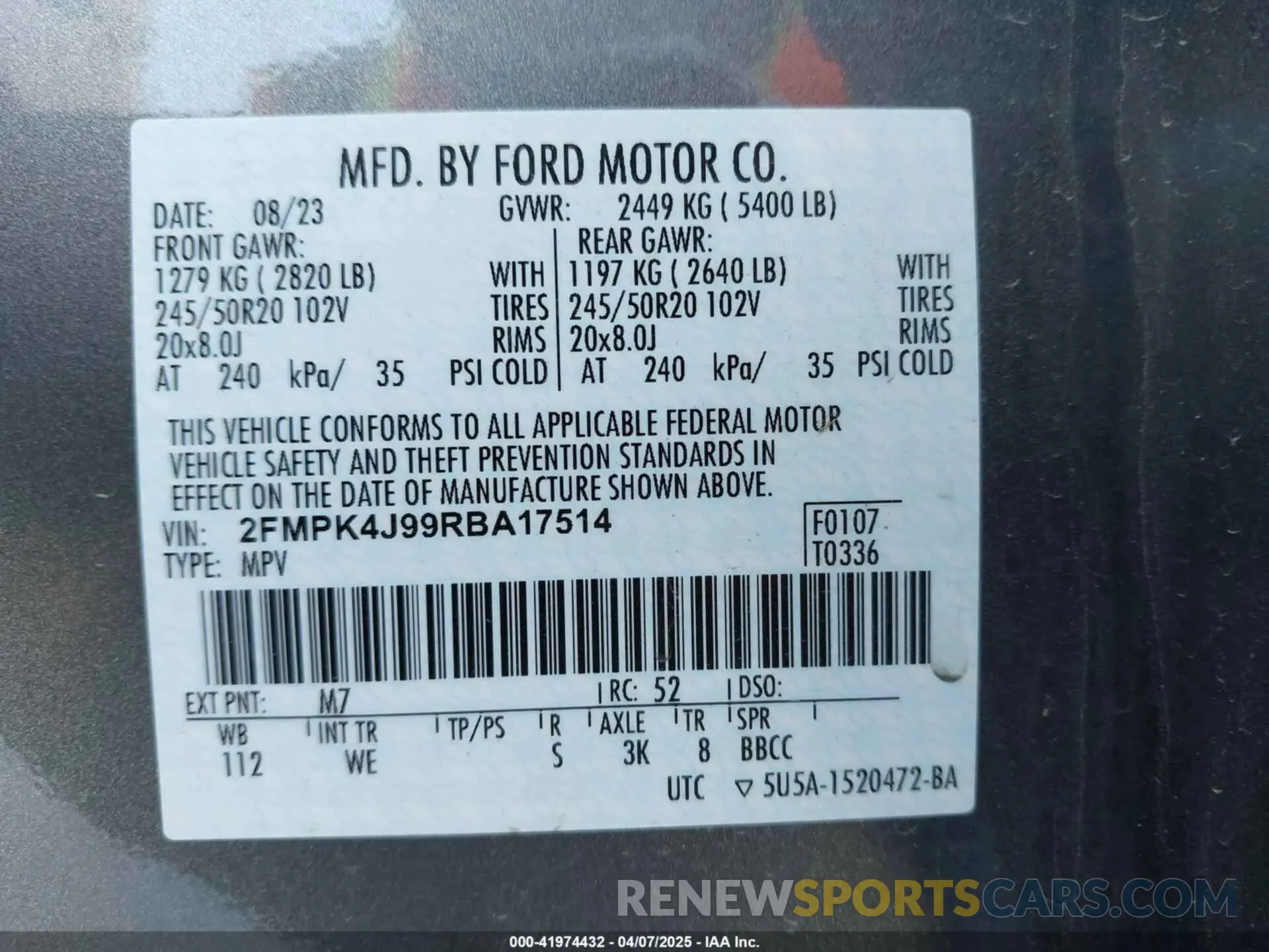 9 Photograph of a damaged car 2FMPK4J99RBA17514 FORD EDGE 2024