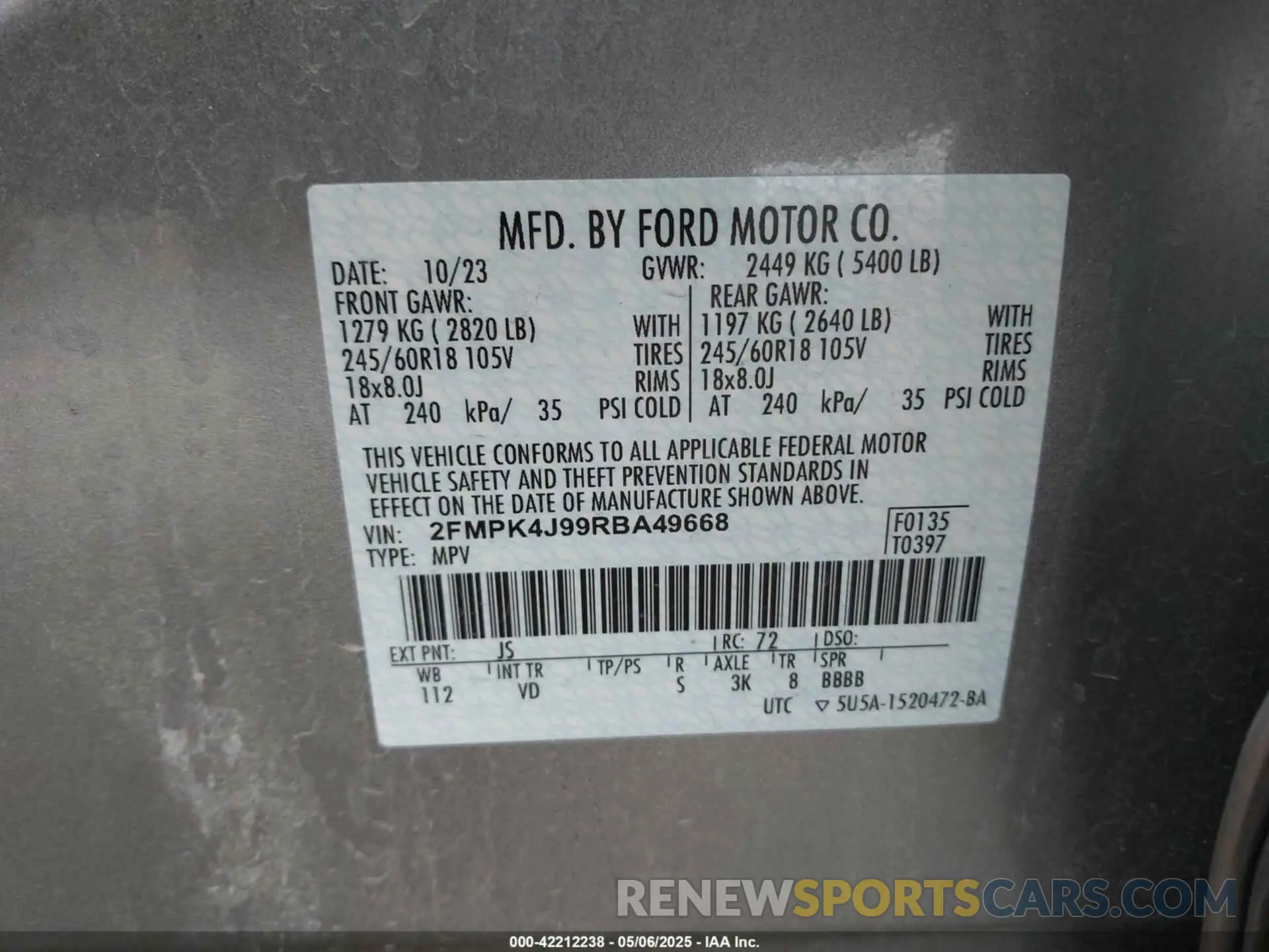 9 Photograph of a damaged car 2FMPK4J99RBA49668 FORD EDGE 2024
