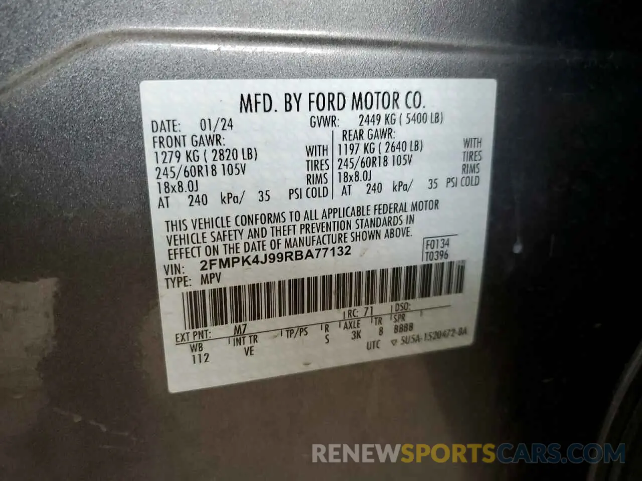 14 Photograph of a damaged car 2FMPK4J99RBA77132 FORD EDGE 2024
