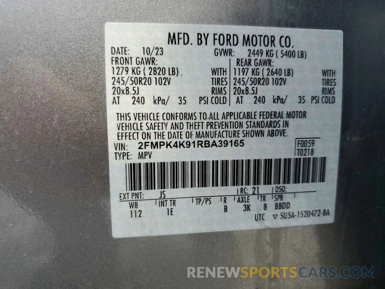 13 Фотография поврежденного автомобиля 2FMPK4K91RBA39165 FORD EDGE 2024