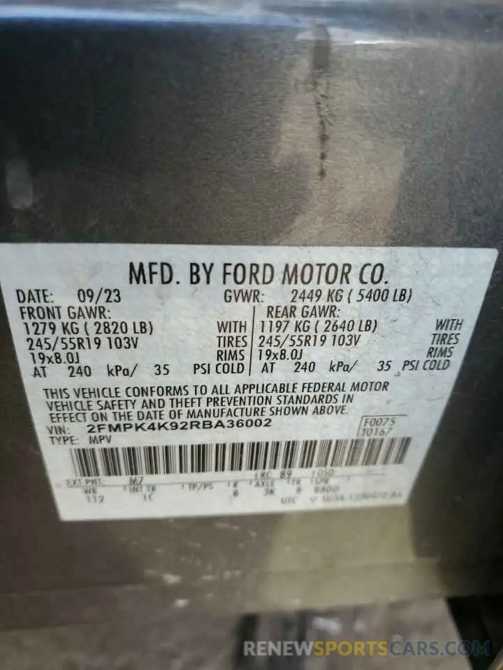 12 Photograph of a damaged car 2FMPK4K92RBA36002 FORD EDGE 2024