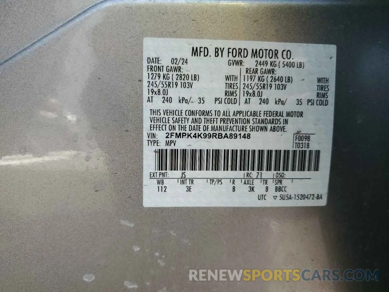 14 Photograph of a damaged car 2FMPK4K99RBA89148 FORD EDGE 2024