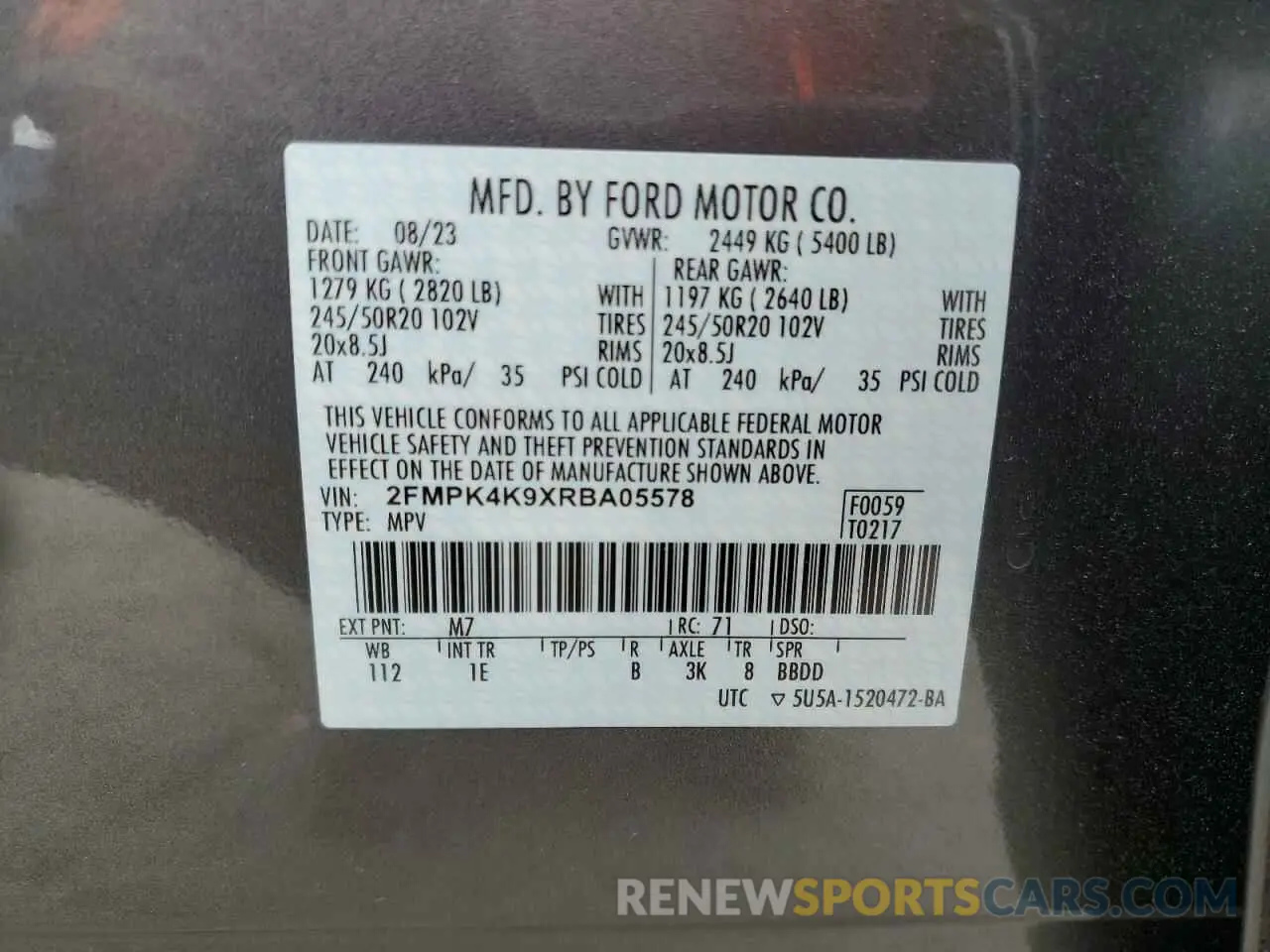 14 Фотография поврежденного автомобиля 2FMPK4K9XRBA05578 FORD EDGE 2024