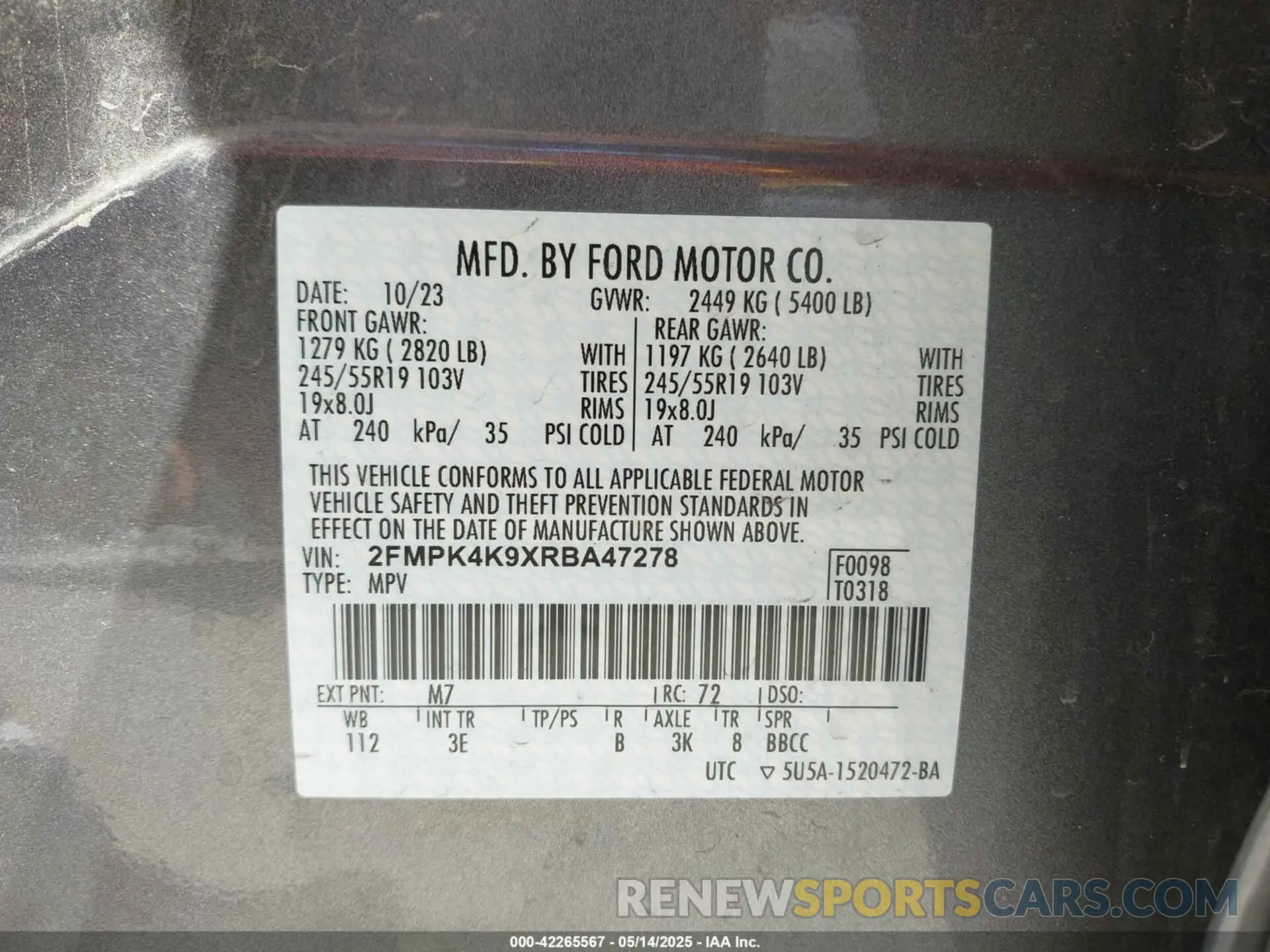 9 Photograph of a damaged car 2FMPK4K9XRBA47278 FORD EDGE 2024