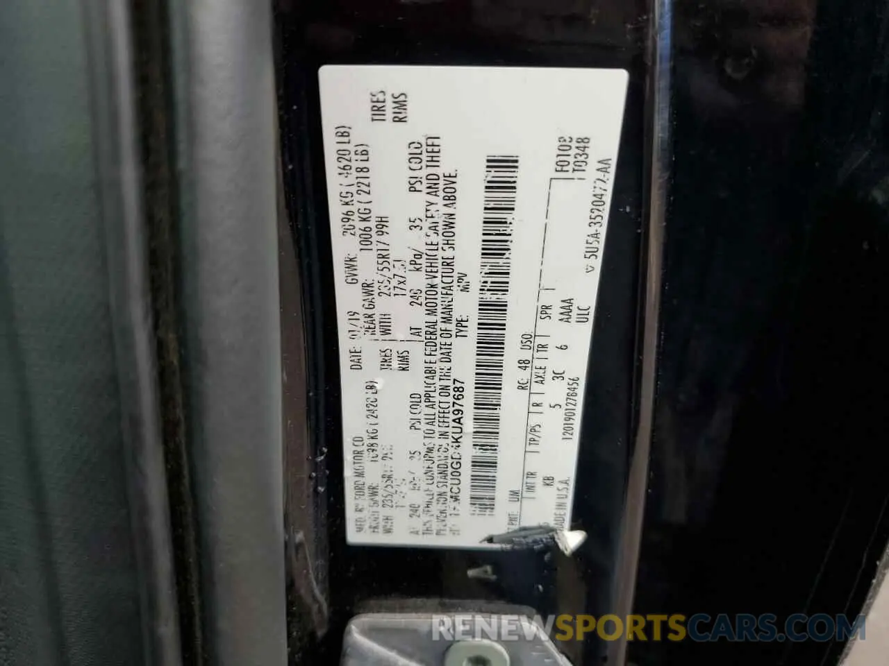 12 Photograph of a damaged car 1FMCU0GD4KUA97687 FORD ESCAPE 2019