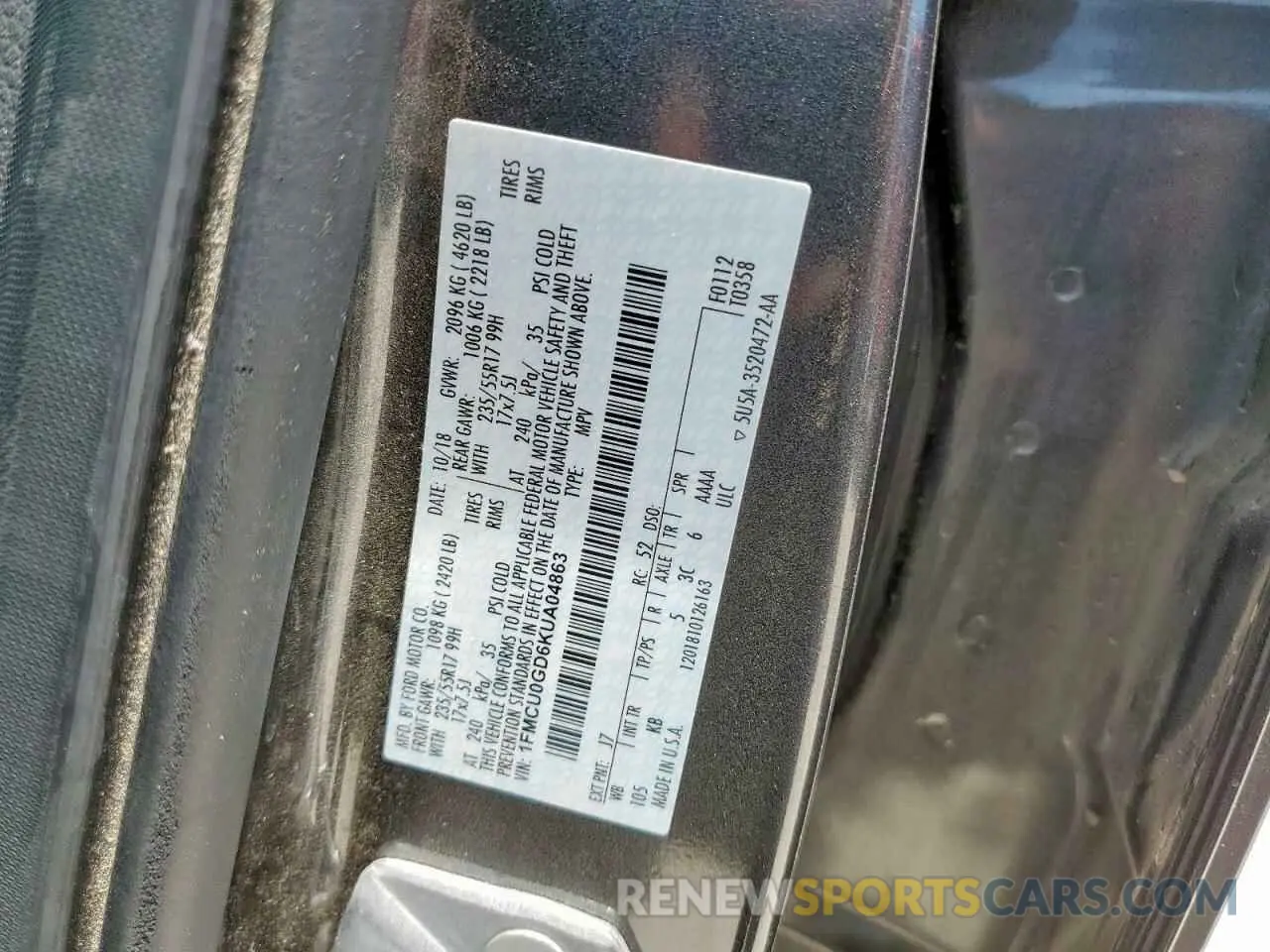 13 Фотография поврежденного автомобиля 1FMCU0GD6KUA04863 FORD ESCAPE 2019