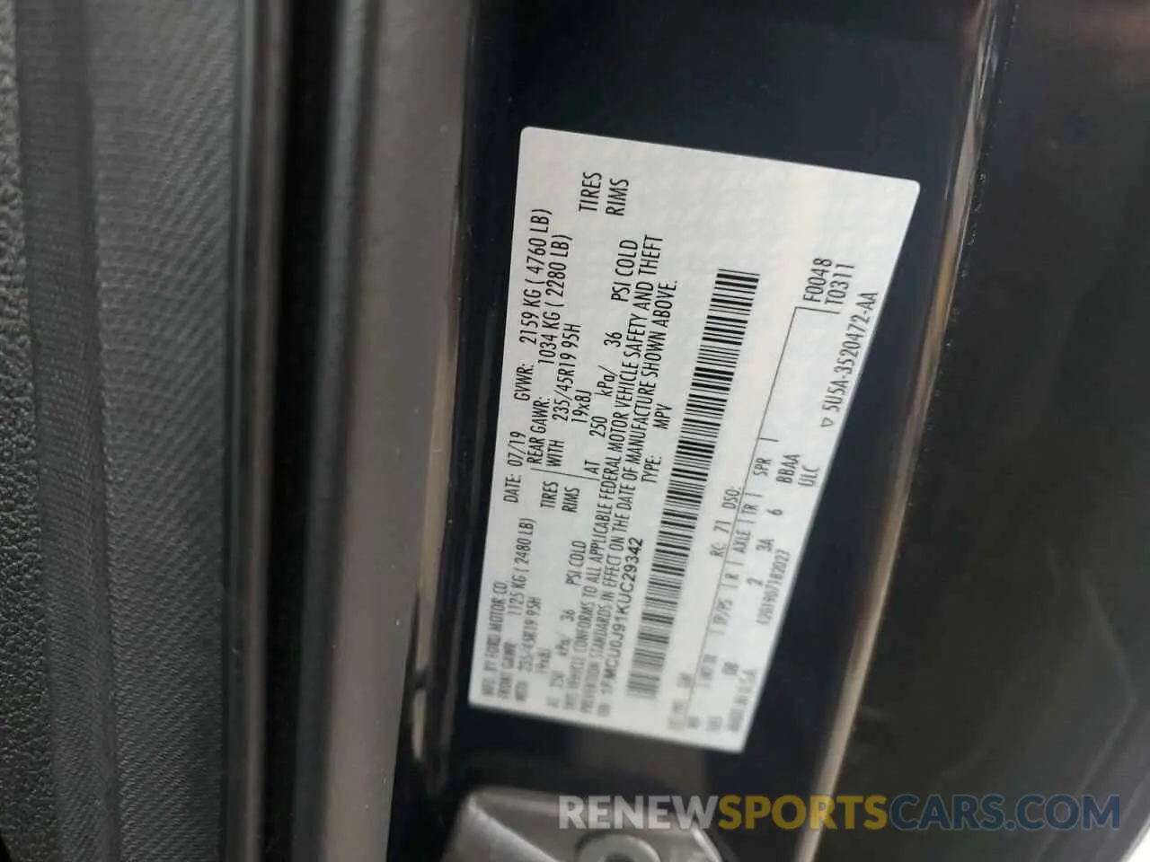 12 Фотография поврежденного автомобиля 1FMCU0J91KUC29342 FORD ESCAPE 2019