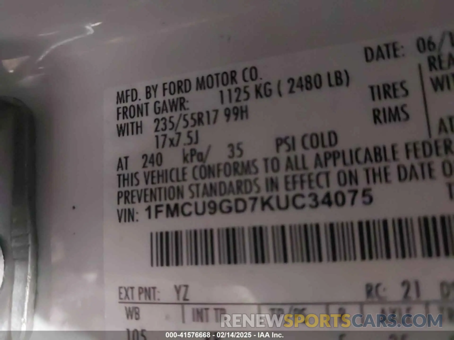 9 Фотография поврежденного автомобиля 1FMCU9GD7KUC34075 FORD ESCAPE 2019