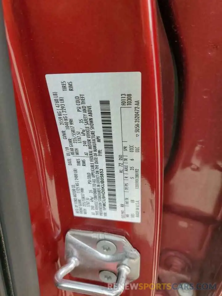 13 Photograph of a damaged car 1FMCU9HD0KUB05853 FORD ESCAPE 2019