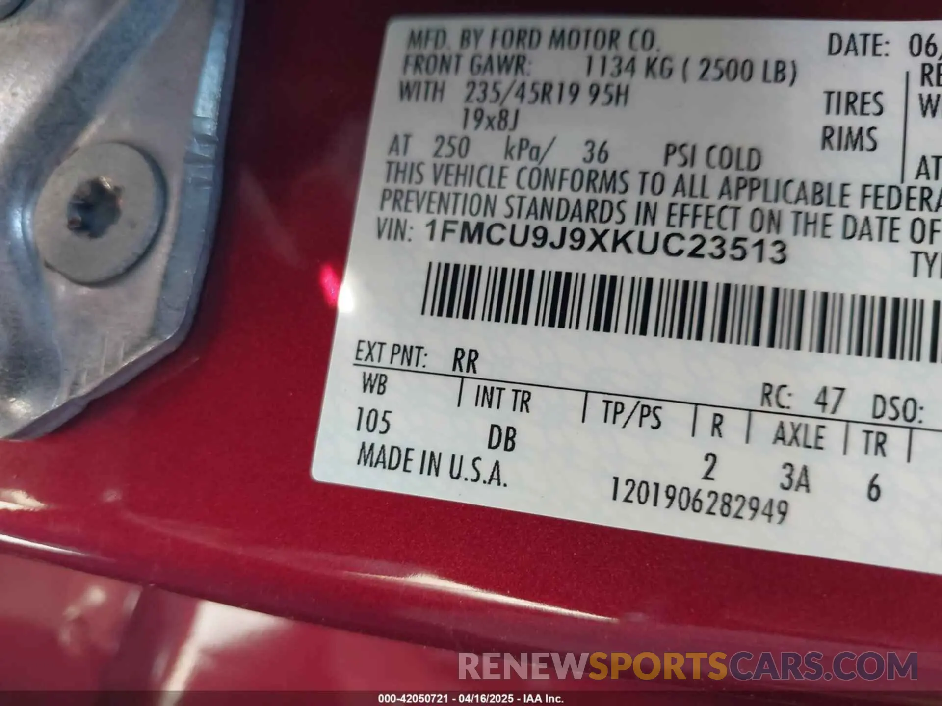 9 Фотография поврежденного автомобиля 1FMCU9J9XKUC23513 FORD ESCAPE 2019