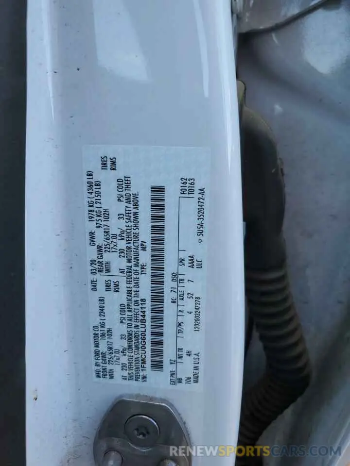 13 Фотография поврежденного автомобиля 1FMCU0G60LUB44118 FORD ESCAPE 2020