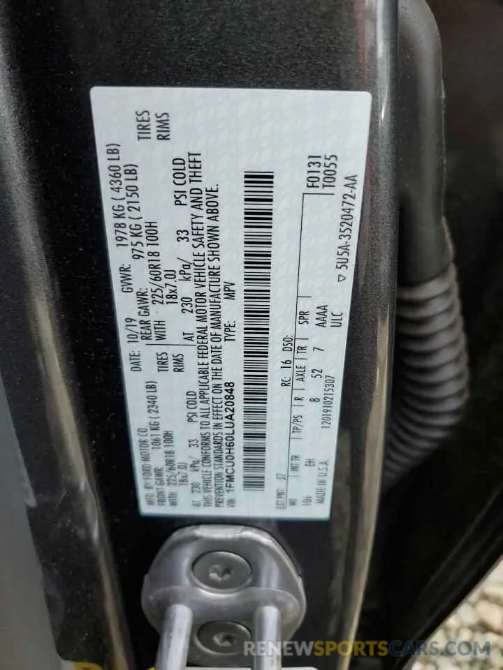 13 Фотография поврежденного автомобиля 1FMCU0H60LUA20848 FORD ESCAPE 2020