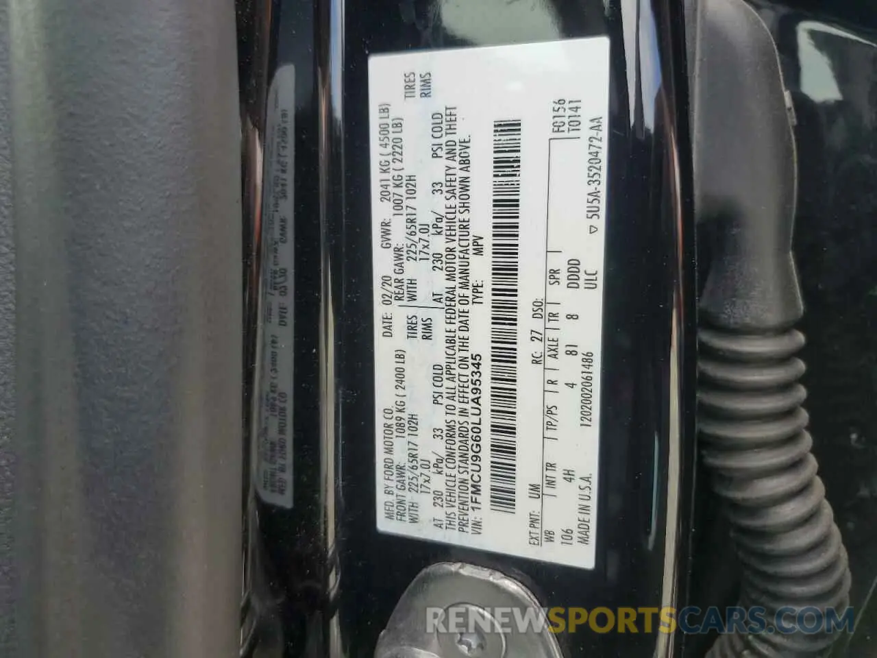 13 Фотография поврежденного автомобиля 1FMCU9G60LUA95345 FORD ESCAPE 2020