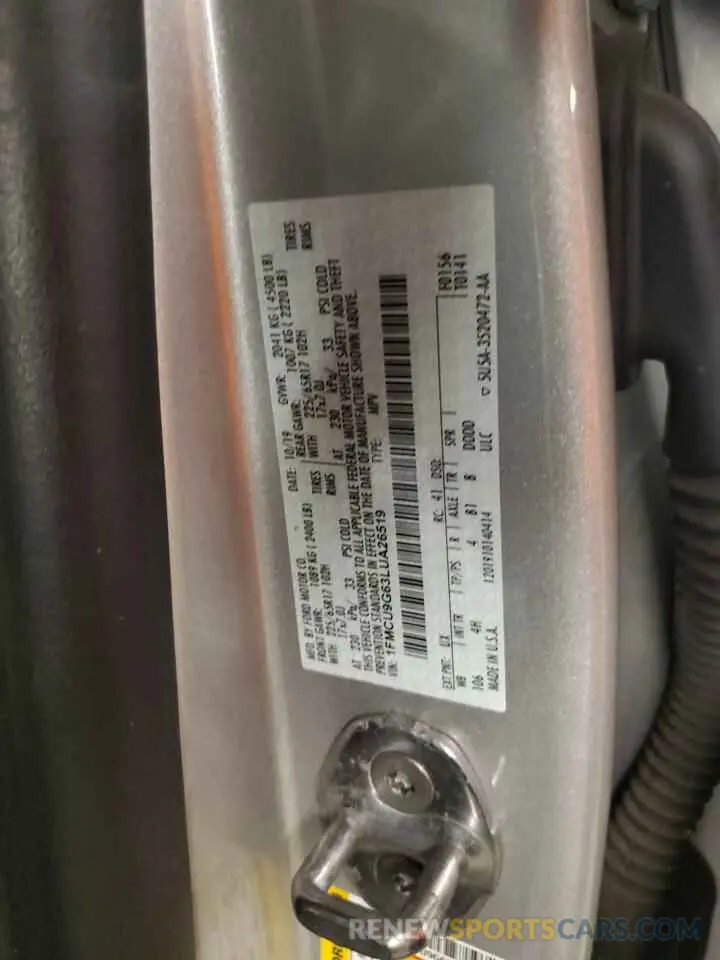 13 Фотография поврежденного автомобиля 1FMCU9G63LUA26519 FORD ESCAPE 2020