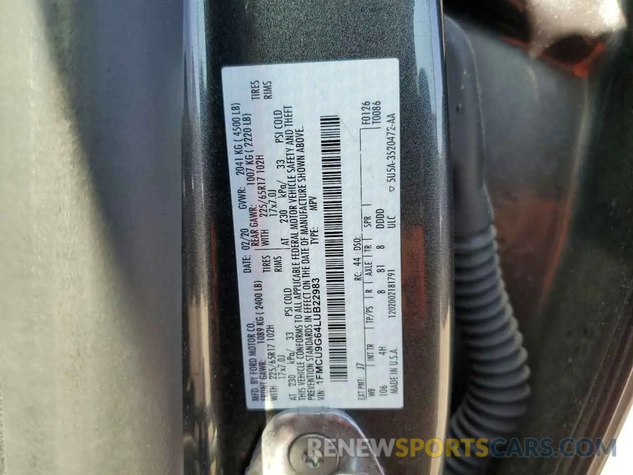 13 Фотография поврежденного автомобиля 1FMCU9G64LUB22983 FORD ESCAPE 2020