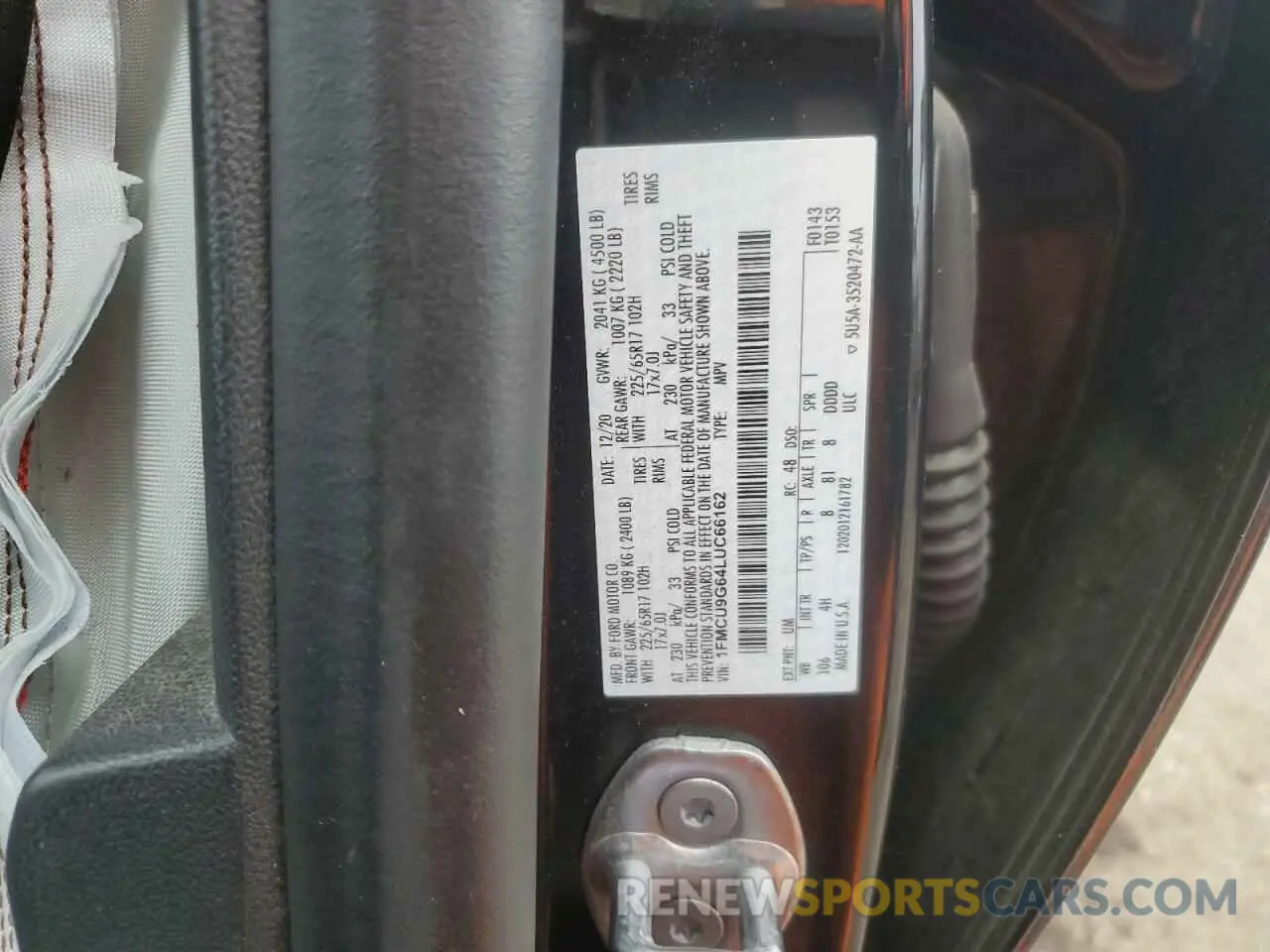 12 Фотография поврежденного автомобиля 1FMCU9G64LUC66162 FORD ESCAPE 2020