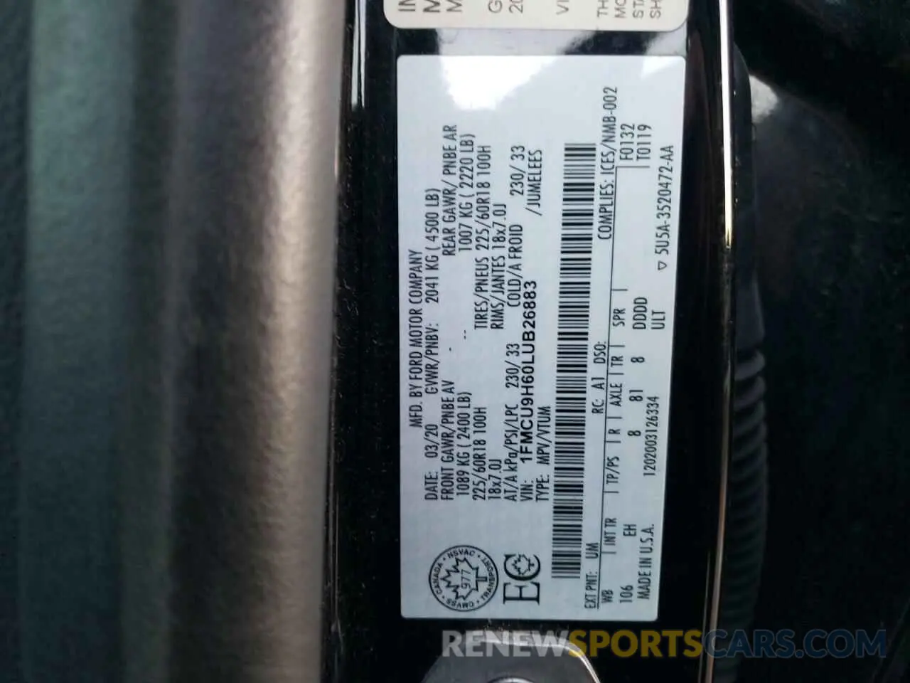 12 Фотография поврежденного автомобиля 1FMCU9H60LUB26883 FORD ESCAPE 2020