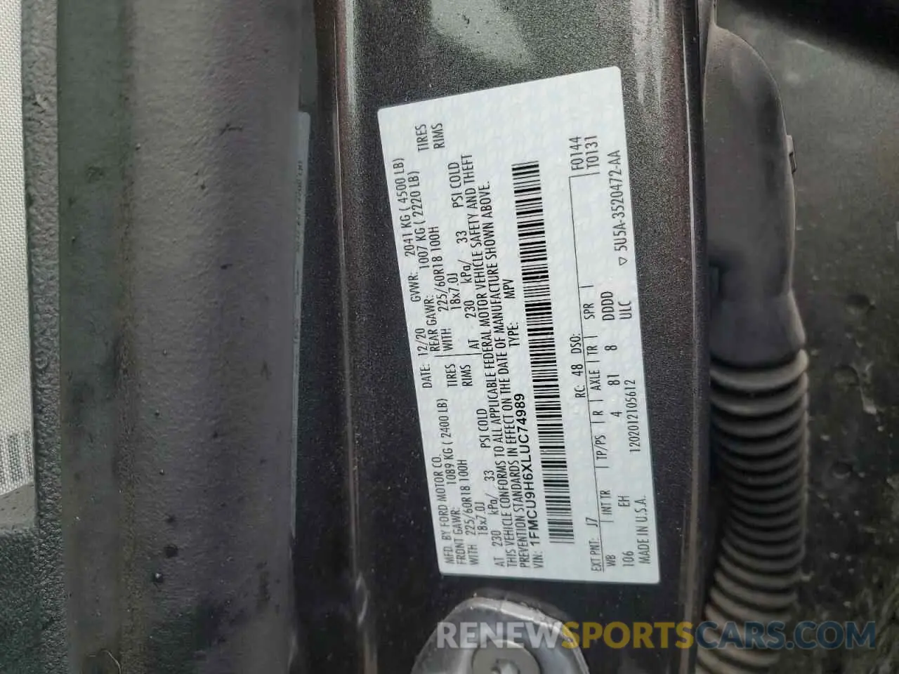 13 Фотография поврежденного автомобиля 1FMCU9H6XLUC74989 FORD ESCAPE 2020