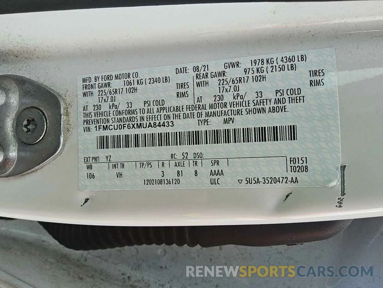 13 Фотография поврежденного автомобиля 1FMCU0F6XMUA84433 FORD ESCAPE 2021
