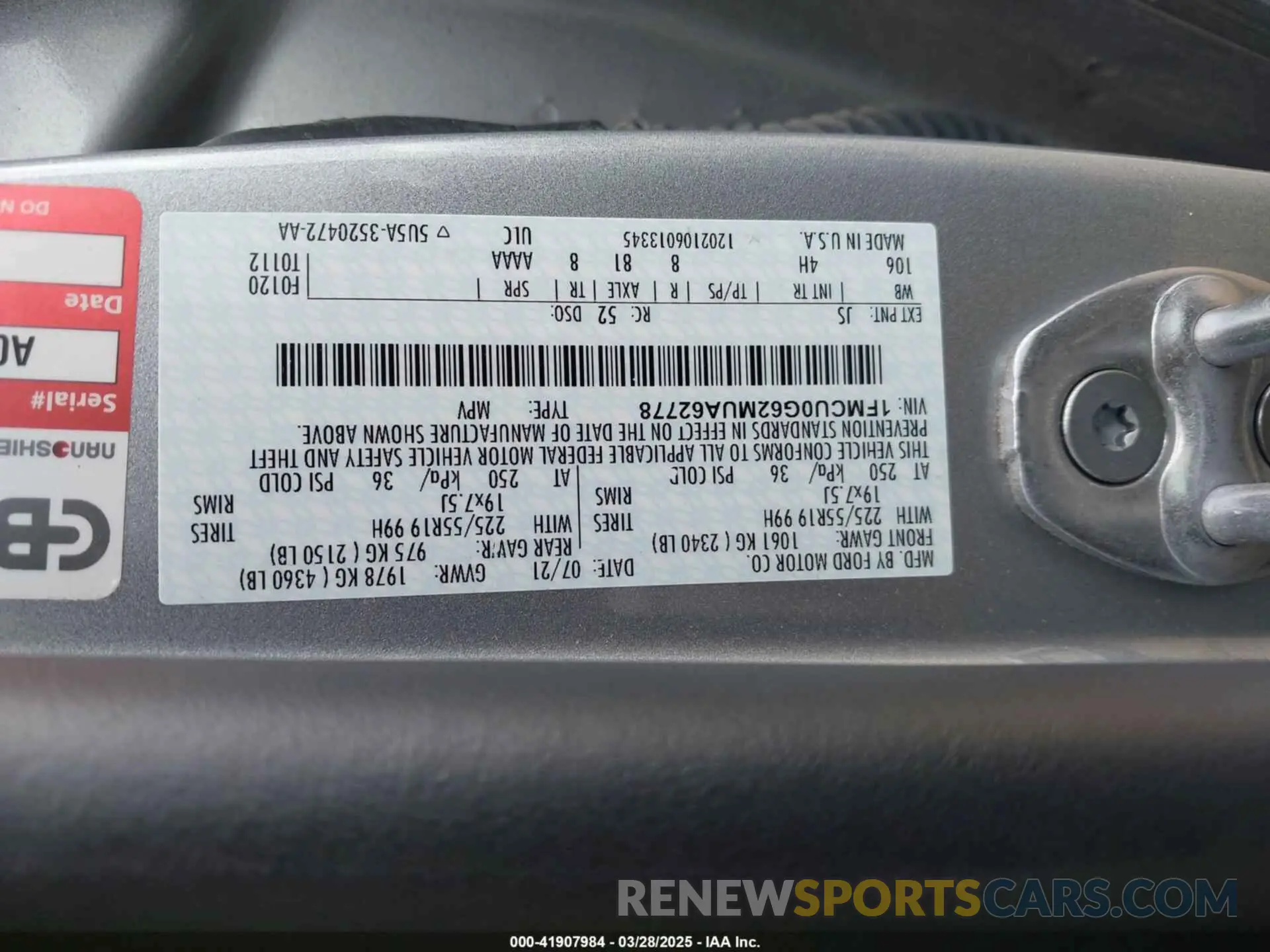 9 Фотография поврежденного автомобиля 1FMCU0G62MUA62778 FORD ESCAPE 2021